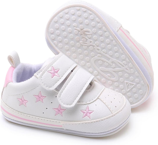 SOFMUO Baby Boys Girls High Top Ankle PU Leather Sneakers Soft Rubber Sole Infant Moccasins Newborn Oxford Loafers Anti-Slip Toddler Wedding Uniform Dress Shoes