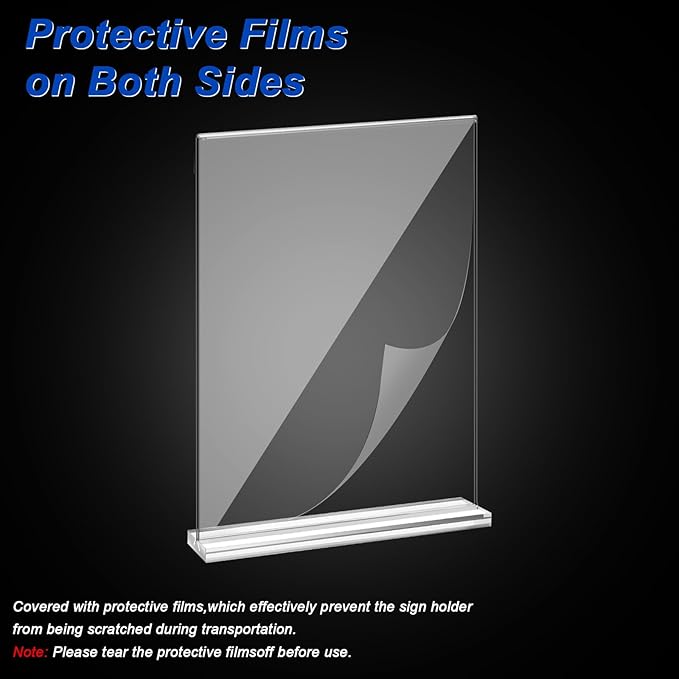 Acrylic Sign Holder,Clear Plastic Sign Holder8.5x11 inches Paper Card T Shape Double Sided Display Stand Picture Frame Desktop Table Menu Signs Office,Store, 10 Pack