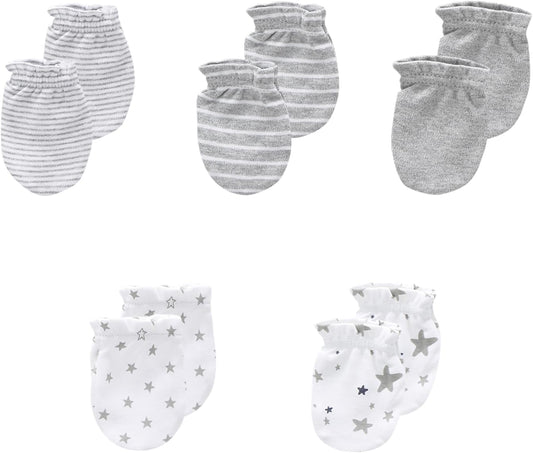 5 Pack Unisex New Born Boy Girls No Scratch Mittens Cotton Soft Baby Gloves Accessory 0-3 Months Infant Essentials