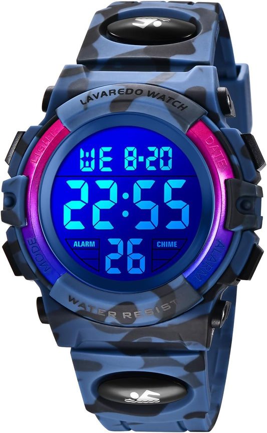 Kids Watch,Boys Watch for 3-15 Year Old Boys,Digital Sport Outdoor Multifunctional Chronograph LED 50 M Waterproof Alarm Calendar Analog Watch for Children with Silicone Band,Kids Gift