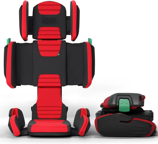 Mifold Hifold Adjustable Kids High Back Booster Car Seat with Strap – Racing Red