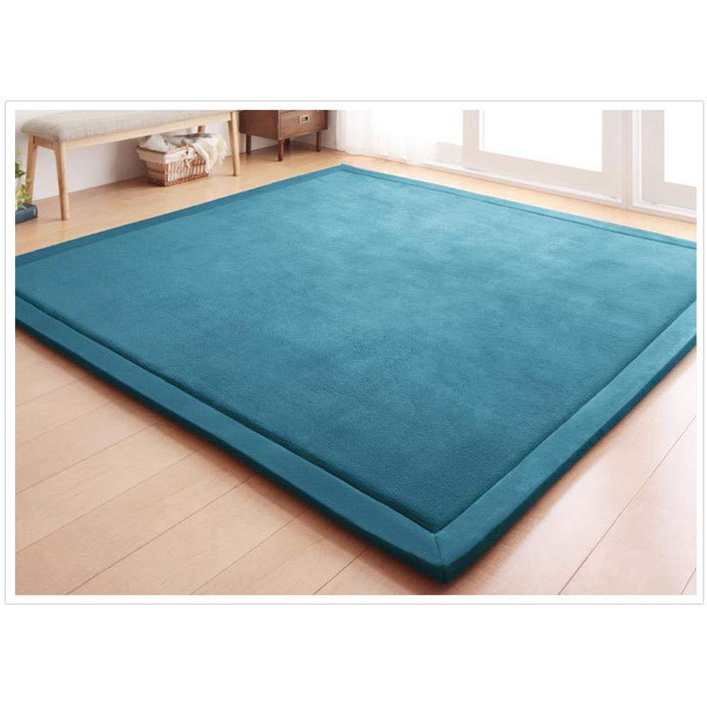 Loartee Coral Velvet Crawling Rug (6'8"x9'8", Blue) for Toddler Children Play Area Rugs Yoga Mat Exercise Pads Carpet