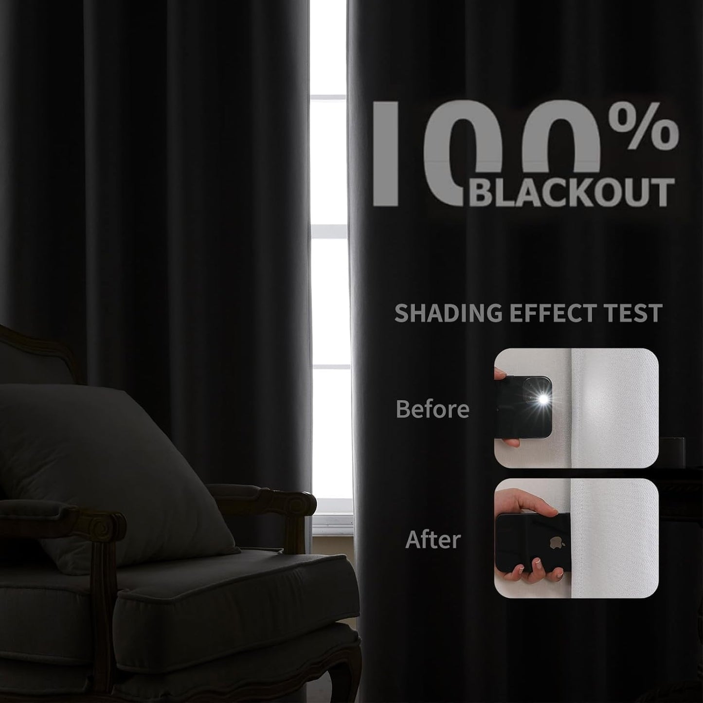 Joydeco Custom 100% Blackout Curtains 1 Panel, Grommet Thermal Insulated Curtains& Drapes, Room Darkening Drapes for Bedroom Living Room Window (Custom Size, Pure White)