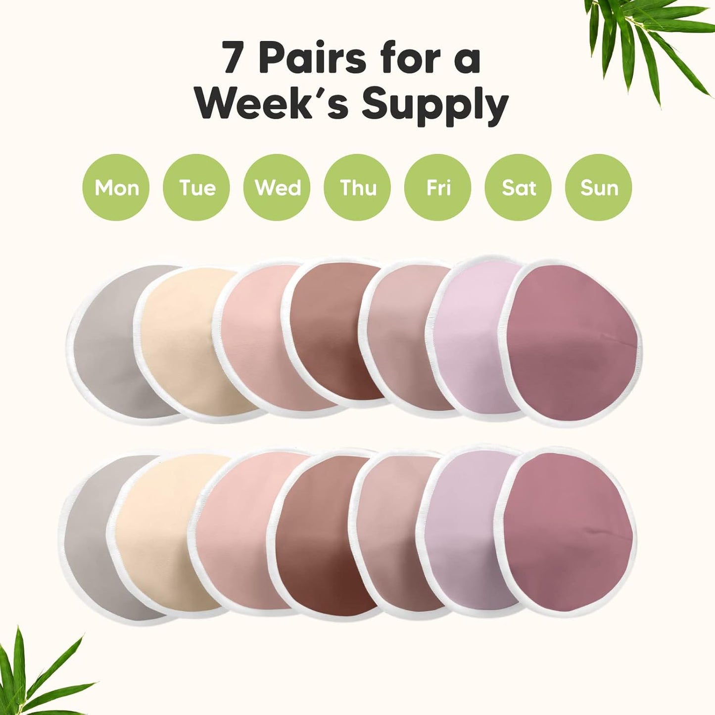 Organic Nursing Pads - 14 Washable Viscose Derived from Bamboo Breastfeeding Pads, Wash Bag, Reusable Breast Pads for Breastfeeding, Nipple Pads for Breastfeeding Essentials(Plum, M 3.9")