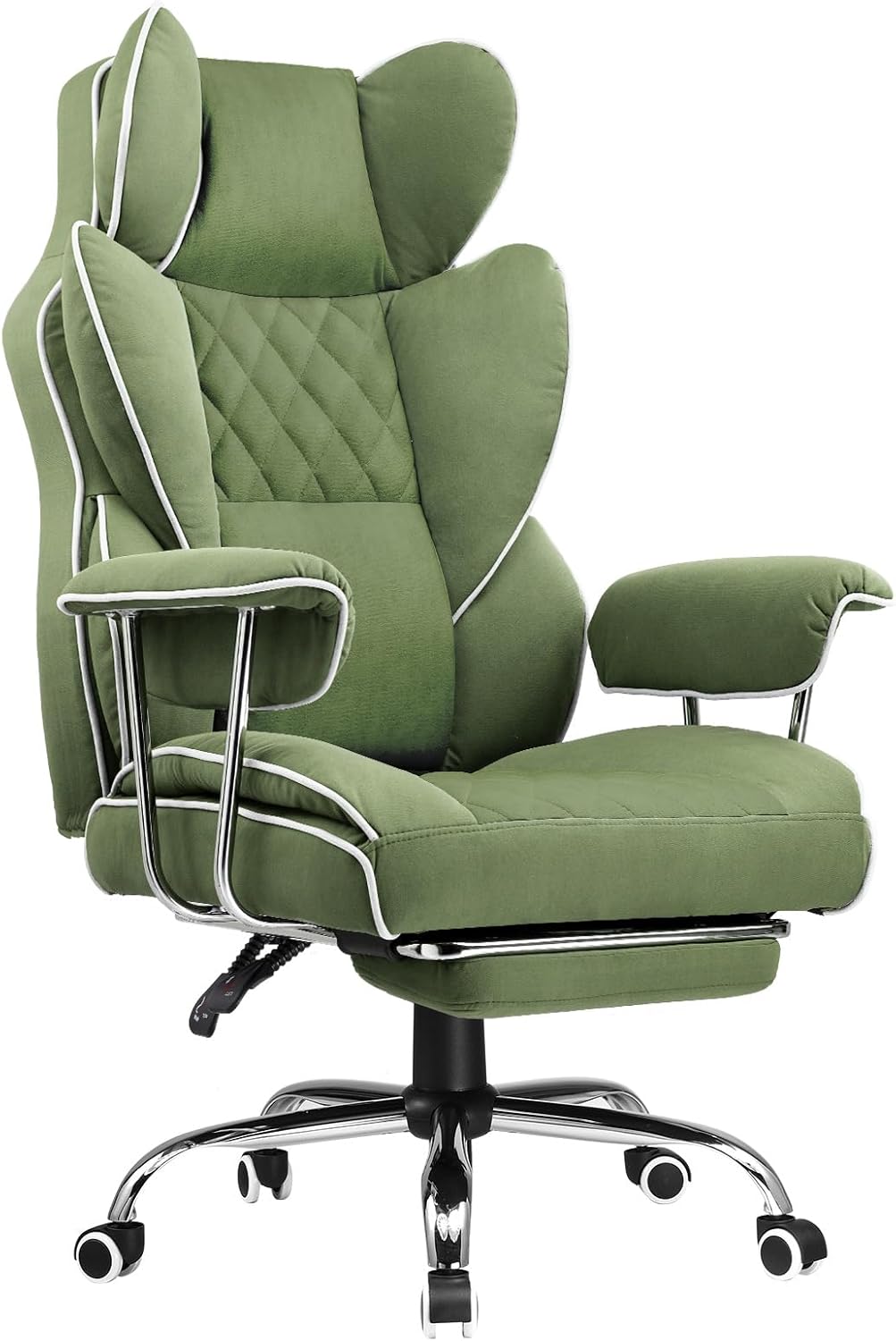 COMHOMA Big and Tall Office Chair, High Back Leather Gaming Chair with Footrest, Executive Ergonomic Office Chair with Pocket Spring Lumbar Support and with Outward Fixed Soft Armrests