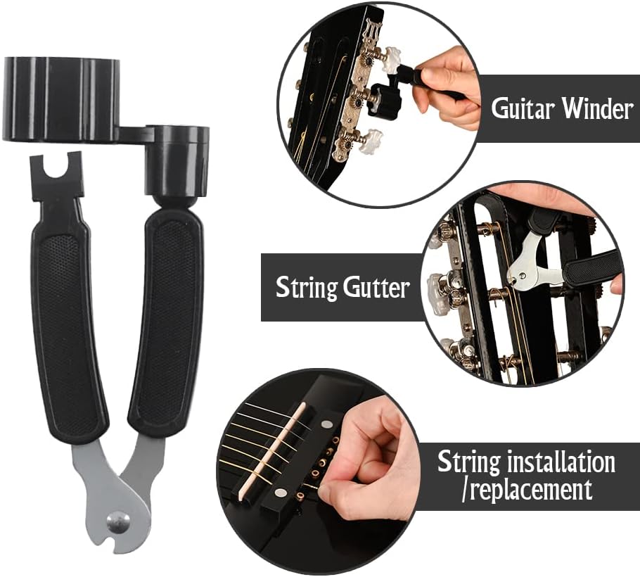 38in Beginner Acoustic Travel Guitar Basic Starter Kit Tuner Capo Strings Winders Strap Picks Pickguard with Gig Bag Starter Practice Guitar For Kids Teens Students Adults