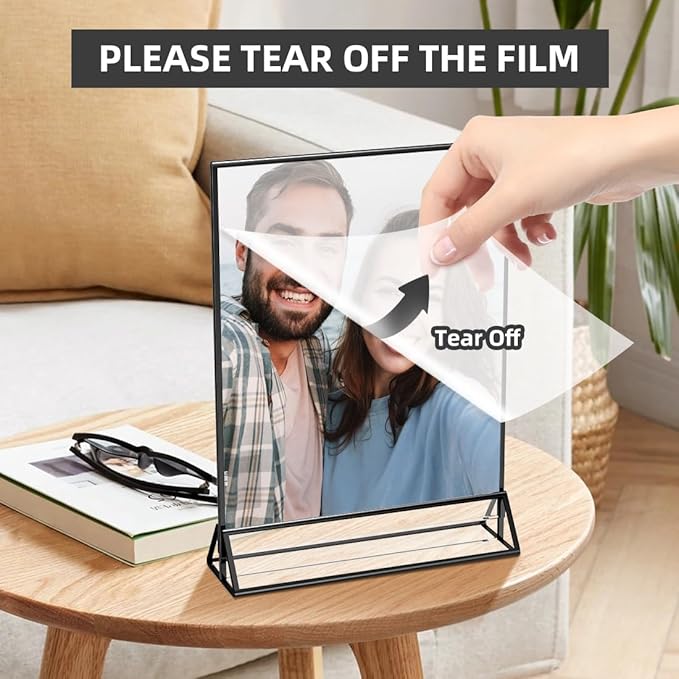 Acrylic Sign Holder 8.5X11 Clear Sign Holder,Double Sided Flyer Holder, Table Menu Holder Display Stand for Wedding Table Number Black (6pcs)