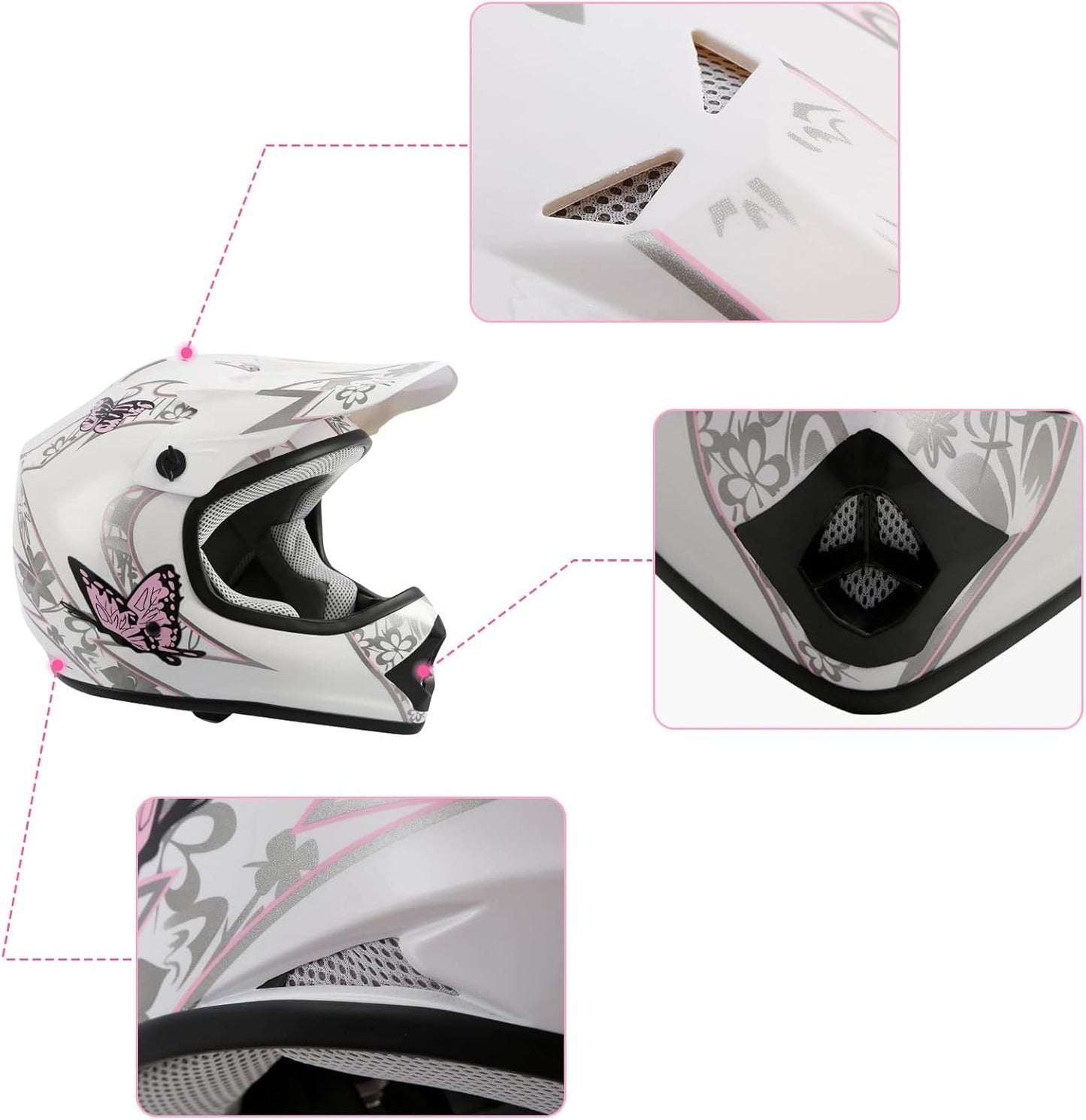 TCMT Dot Youth & Kids Motorcycle Off-Road Helmet Full Face Motocross Street Dirt Bike Mountain Bike BMX MX ATV Helmet+Goggles+Gloves New