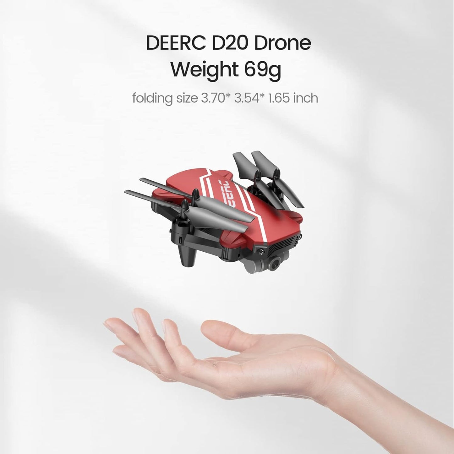 DEERC D20 Mini Drone for Kids with 720P HD FPV Camera Remote Control Toys Gifts for Boys Girls with Altitude Hold, Headless Mode, One Key Start Speed Adjustment, 3D Flips 2 Batteries, Red