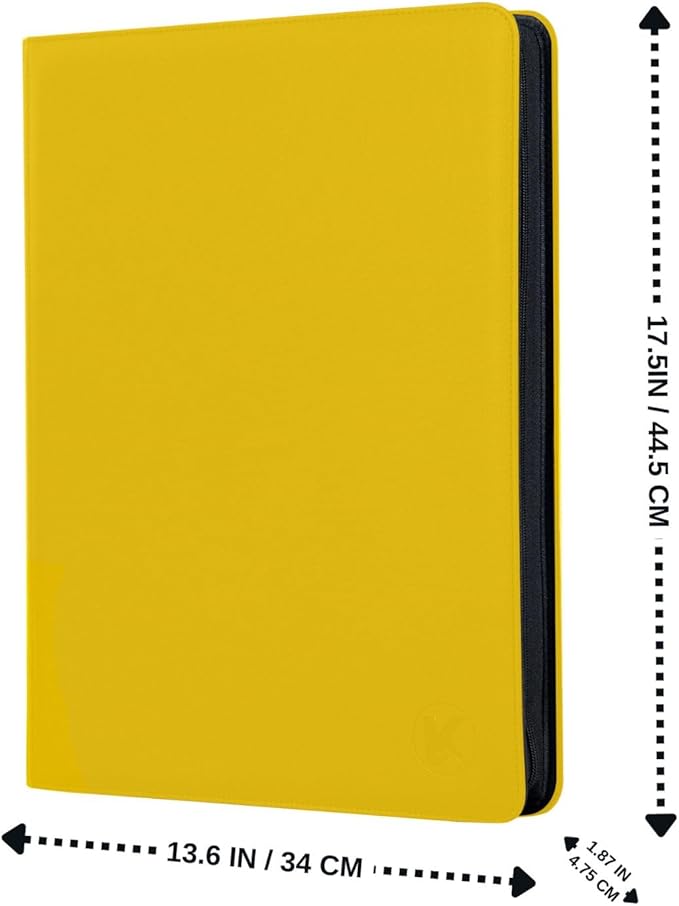 1000+ Pockets Trading Card Binder, 16-Pocket Card Ablum Compatible with MTG,Sports Cards & Other Standard Size Trading Cards (Yellow)