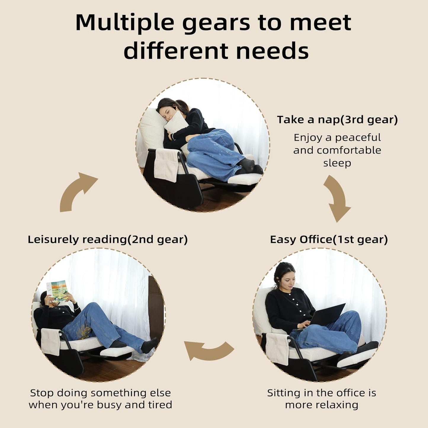 Rocking Chair for Nursery, Modern Upholstered Plush Seating Glider Recliner Chair with High Backrest and Side Pocket, Accent Armchair with Cushions for Living Room/Reading (Cyan Blue)