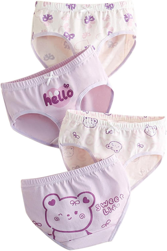 Haloumoning Girls Underwear Soft Cotton Underwear Toddler Girls Briefs Kids Comfy Panties,4-pack