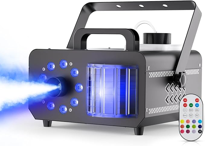 Fog Machine with 9 RGBW LED Lights, 1200W Professional Smoke Machine, 1L Tank, 3000CFM Output, 14 Colors for DJ Party Stage Wedding Halloween