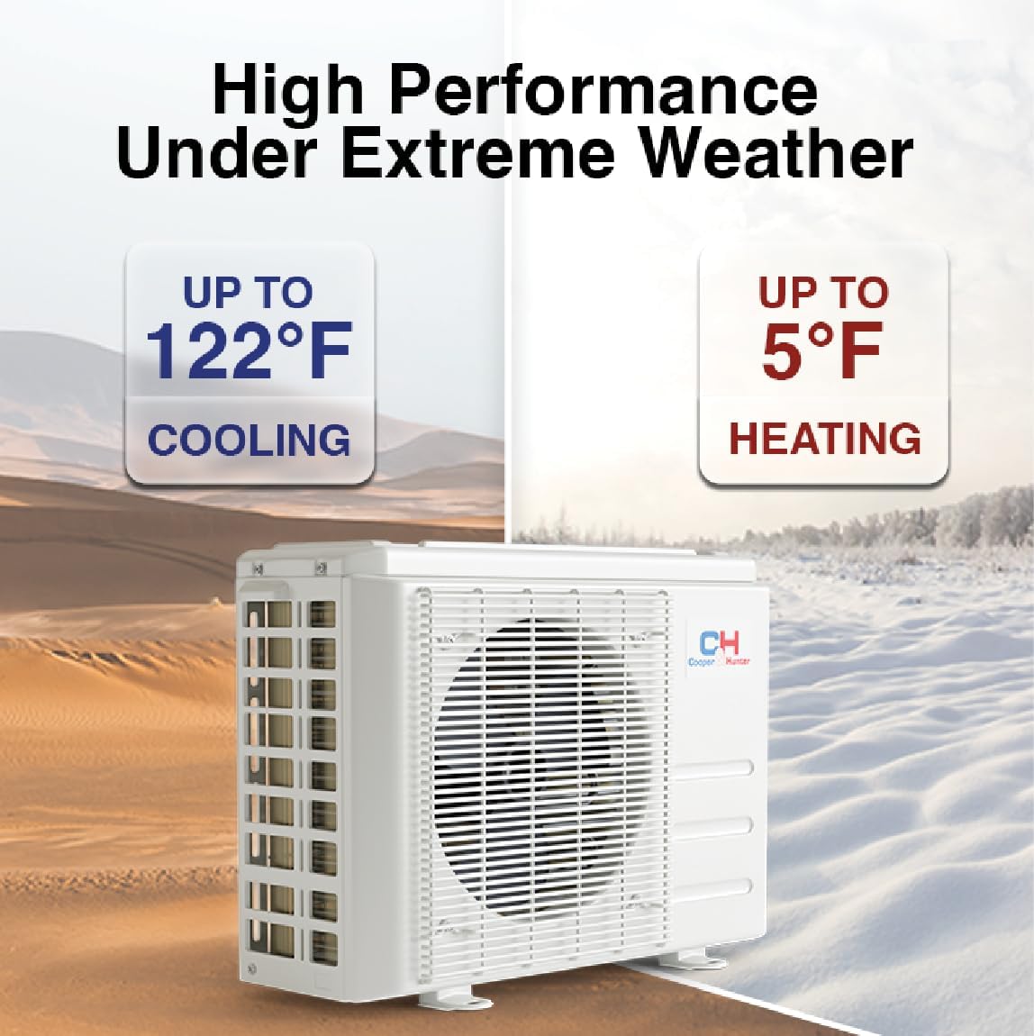 Cooper & Hunter 18,000 BTU, 230V 19 SEER Ductless Mini Split AC/Heating System Pre-Charged Inverter Heat Pump with 16ft Installation Kit