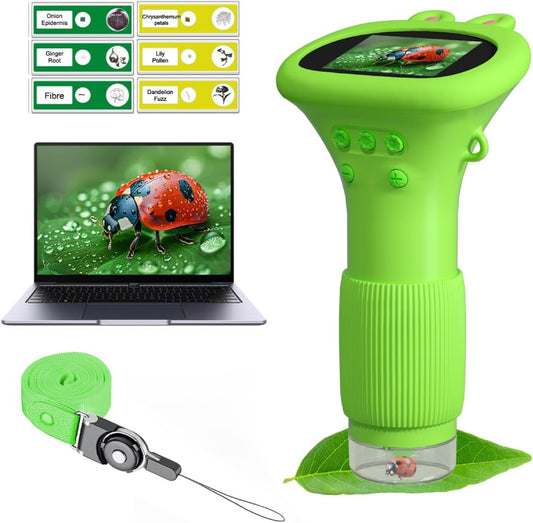 Kids Microscope Pocket Microscope -1000X Portable Microscope for Kid | Photo and Video Mini Microscopes | 2'' Digital Little Scientist Microscopes for 3-10 Age Years Old Boys Girls Toys Gifts (Green)