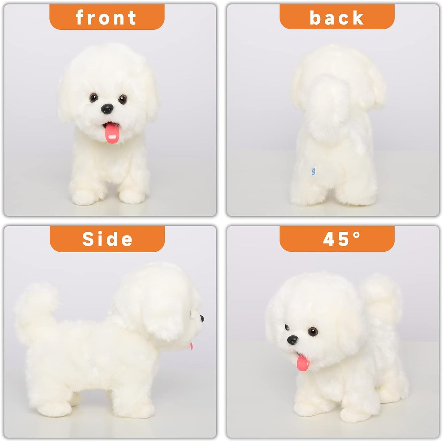 Plush Interactive Maltese Simulation Dog- Puppy Dog Toy for Kids-with Walking, Barking, Wagging Tail & Talking- Robotic Present Pet Toy for Toddler Kids Girls Boys