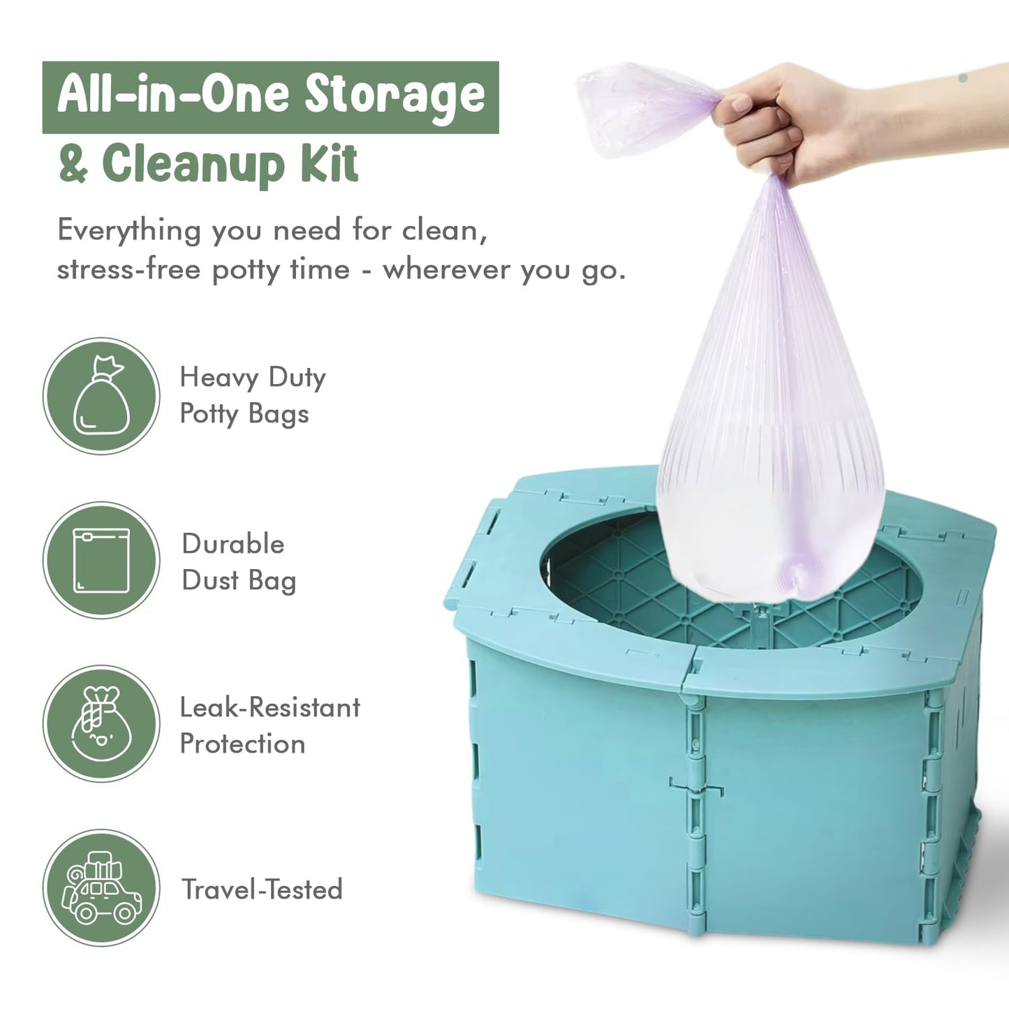 Teo - Portable Toddler Travel Potty – Foldable, Lightweight, Leak-Proof Toilet for Kids with Travel Bag & Disposable Liners – Compact Potty Chair for Home & On-The-Go Use (Sailboat Blue)