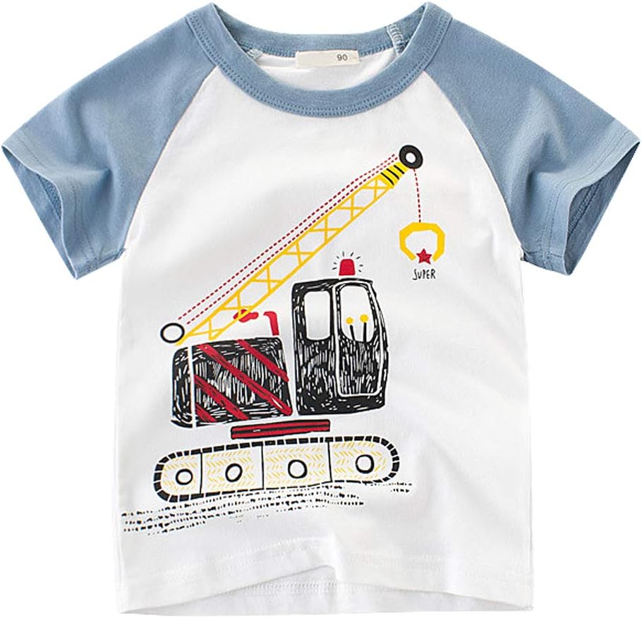 Boys' 4-Pack Excavator Short Sleeve Crewneck T-Shirts Top Tee Size 2-7 Years Toddler Boys' Value Pack Cotton T-Shirt