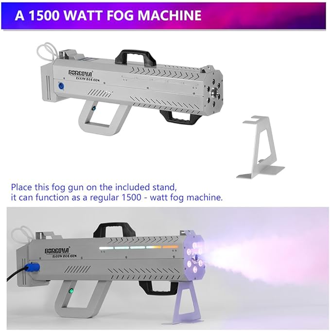 Smoke Gun for Party, 1500W Handheld Fog Machine Cannon with Color - Changing Lights, Perfect for Spooky Halloween, Stage Shows and Club Night