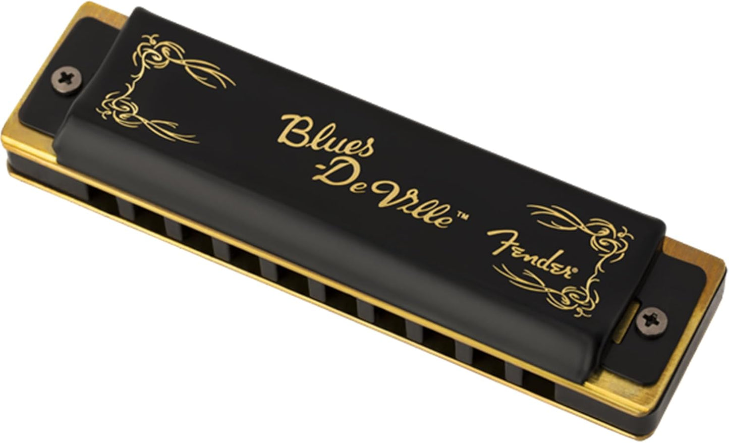 Fender Blues DeVille Harmonica - Key of A Bundle with Carrying Case, Austin Bazaar Online Manual, and Polishing Cloth