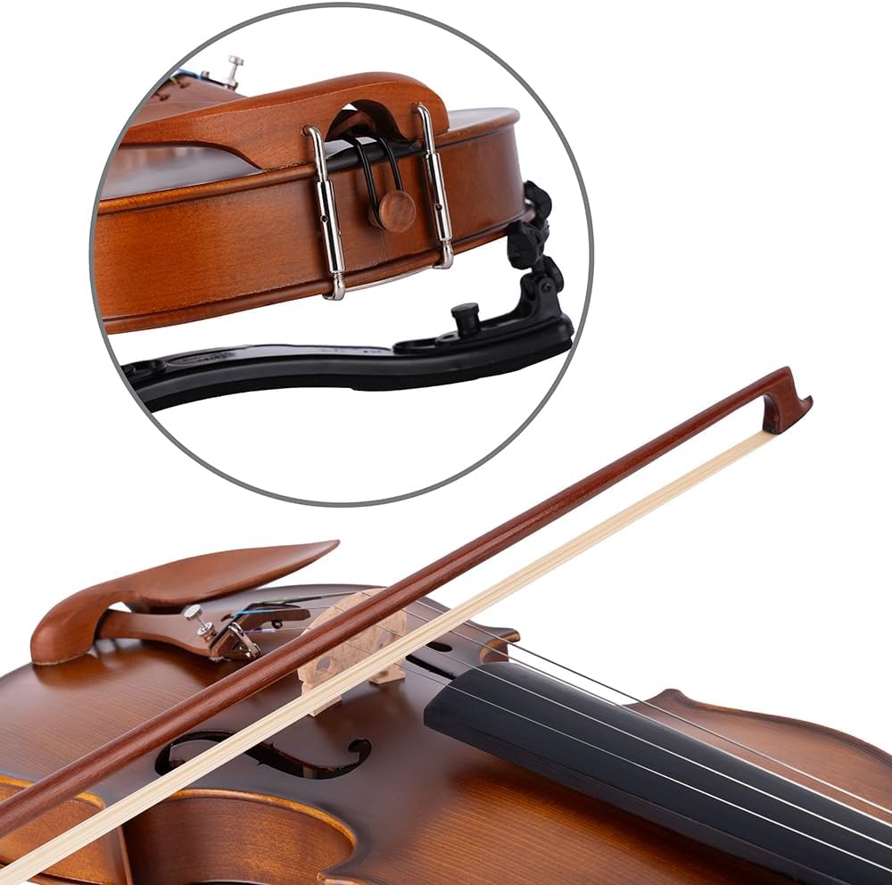 Rhythm Violin Set for Beginners,Acoustic Violins Starter Kit Package for Student,Beginners Fiddle with Hard Case, Rosin, Shoulder Rest, Bow, and Extra Strings (MATTE, Full)