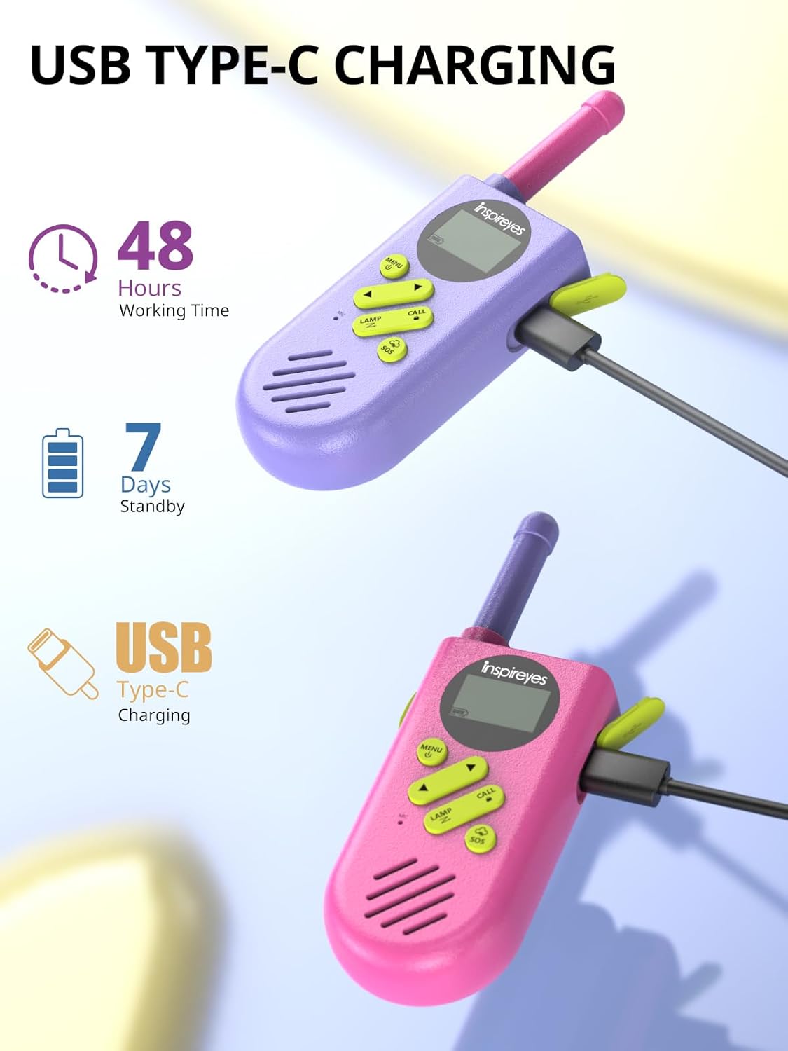 Walkie Talkies for Kids Rechargeable,Toys for Boys and Girls Ages 3-12, 2 Pack Long Range 2-Way Radios, Birthday Gifts,Christmas Stockings, Outdoor Play, Family Games, Hiking Camping Gear