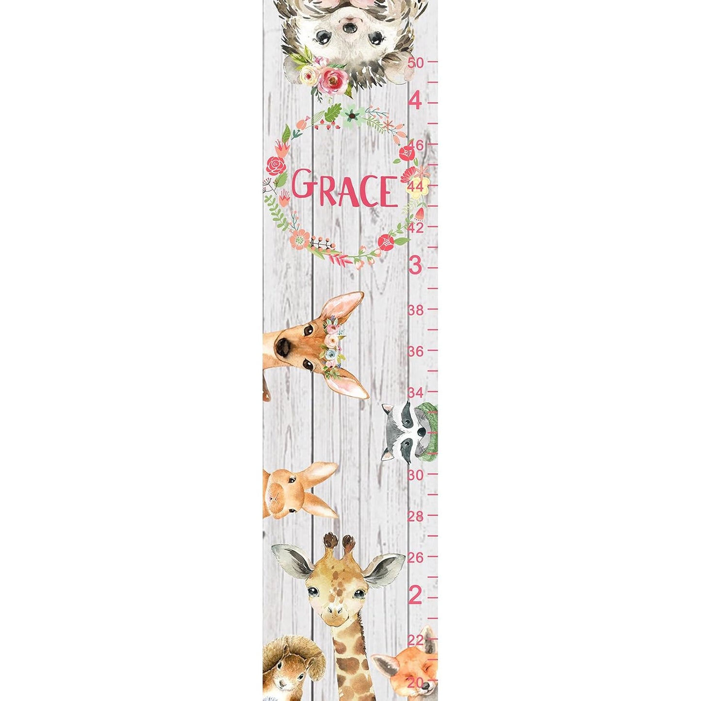 Personalized Kids Height Chart - Canvas Growth Ruler for Boys and Girls - Custom Name Banner with Removable Nursery Wall Decor - Gift for Kid’s Room Decoration