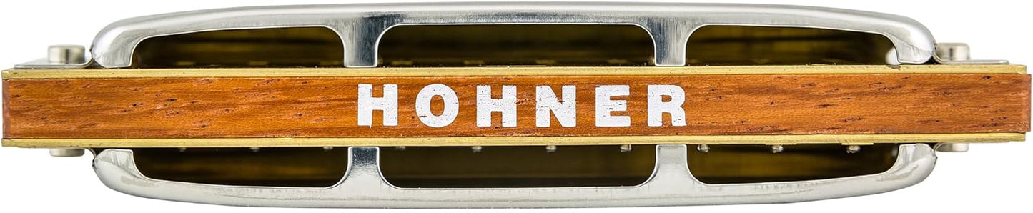 Hohner Harmonica 532 Blues Harp MS - Key of F Bundle with Key Stickers, Harmonica Beginner Manual, and Austin Bazaar Polishing Cloth - Key of F