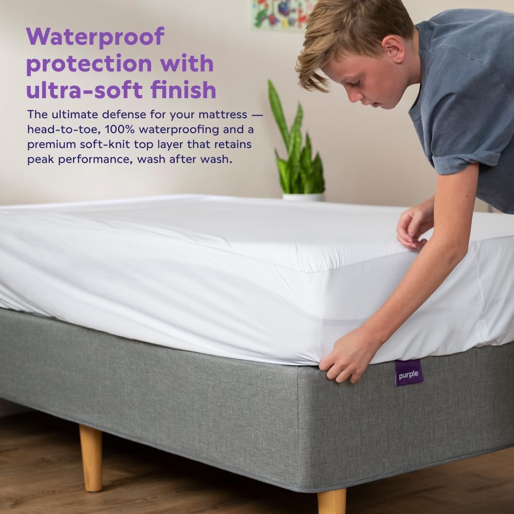 Purple Deep Pocket Waterproof Mattress Protector -Twin XL Size, Fits Mattresses 15.5" - 20" - Durable Protection with Comfort-First Design for All Mattress Types