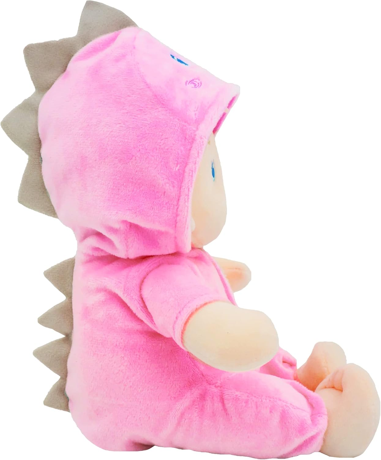 June Garden 12" Musical Sweet Dolly Dinopuff - Interactive Stuffed Ultra Soft Talking Baby Doll for Birth and Up - Removable Pink Dinosaur Outfit