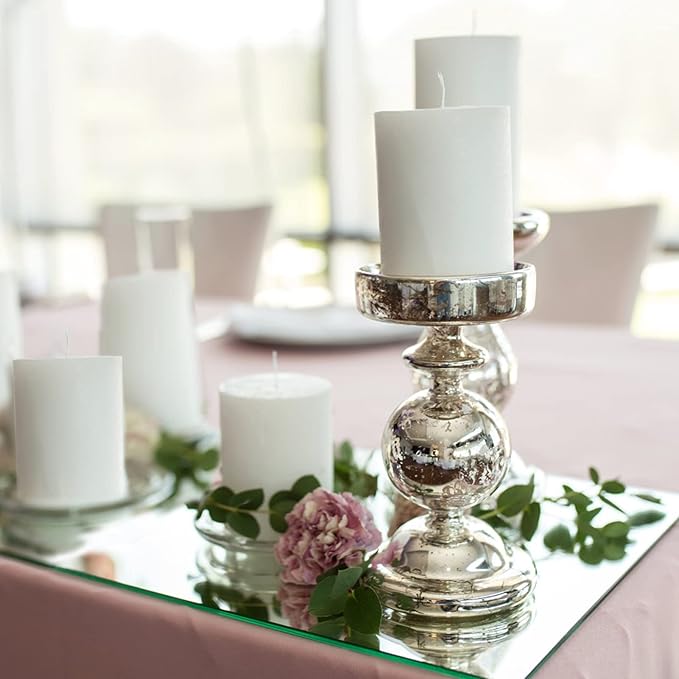 VASUHOME 5 x 12 inch Mirror Candle Plate for Table Centerpieces, Set of 12, 2 mm Thick, Mirror Tiles for Wall, Table Wedding Centerpieces, Party Decor and Crafts