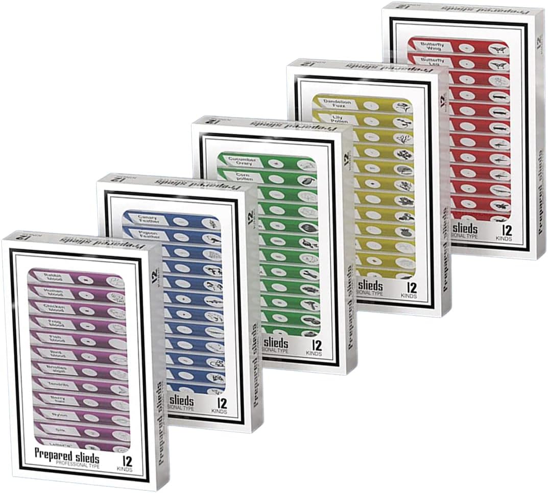 Plastic Prepared Microscope Slides for Kids, Cainda 60pcs Animals Insects Plants Flowers Biological Sample, Stereo Microscope Slide for Students Adult Biology Science Programs