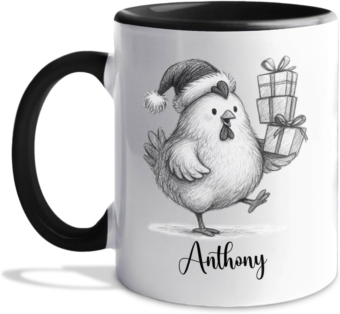 Personalized Name Chicken Coffee Mug Gift, Awesome Chicken White Ceramic Mug 11 Oz 15 Oz, Customized Animal Accent Cup Gift For New Year Anniversary, Unique Teacup For Chickens Lovers/Chickens Lady