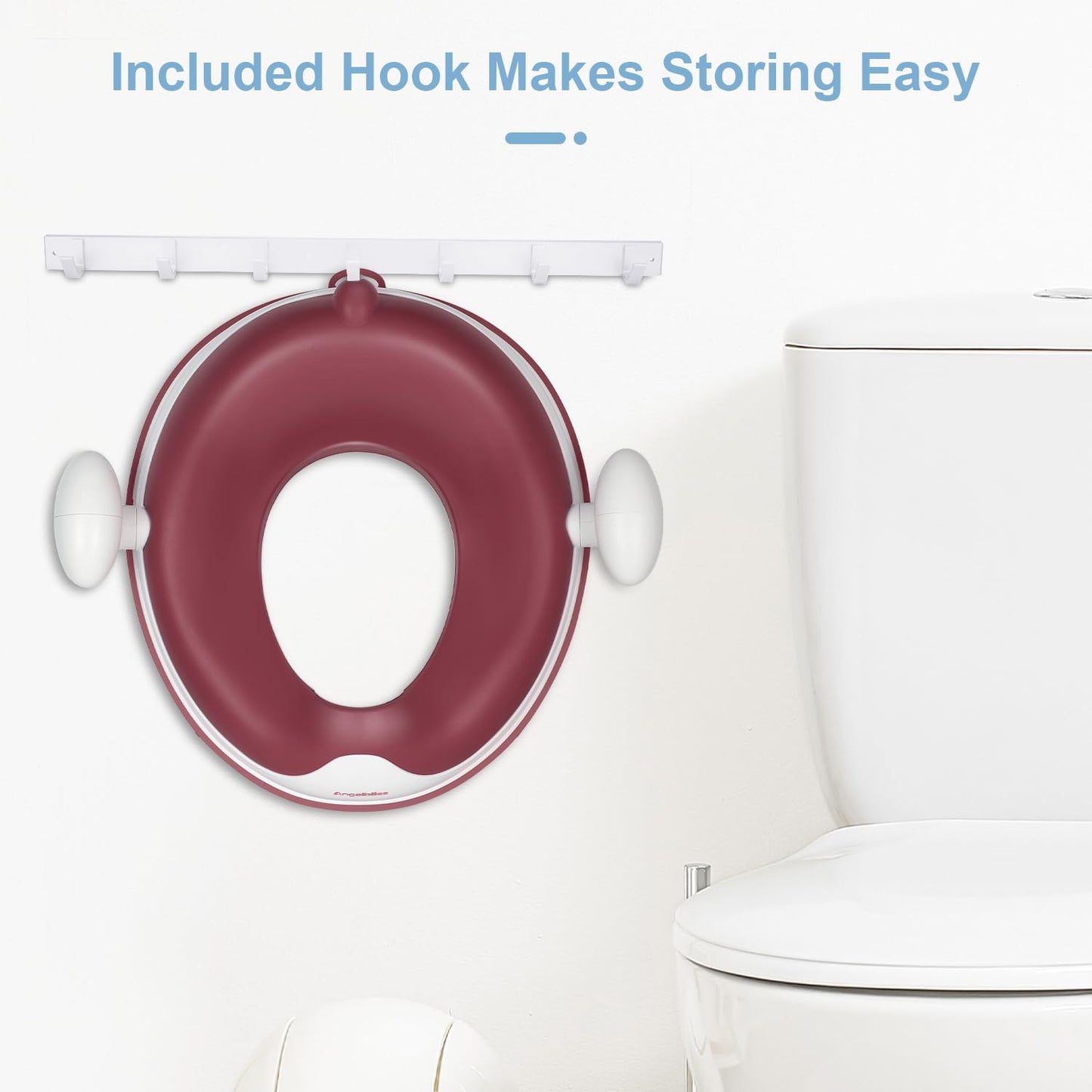 ANGELBLISS Baby Potty Training Toilet Seat with Soft Cushion Handles, Haute Collection, Double Anti-Slip Design and Splash Guard for Boys and Girls (Dark Pink)