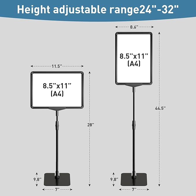 Sign Holder Stand 8.5 x 11,Sign Stand for Display,Table Sign Holders,Suitable for indoor use,Adjustable Sign Holders For Table Top