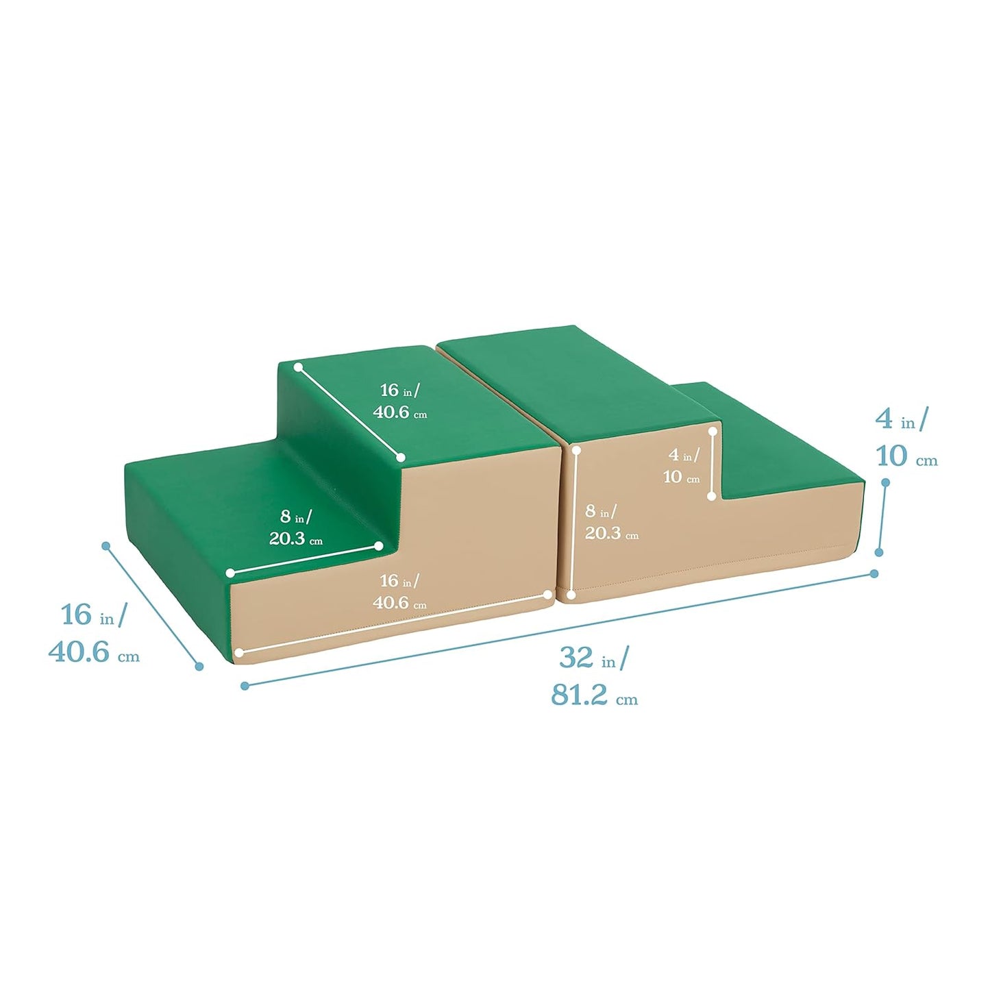 ECR4Kids SoftZone Junior Mix n' Match Step, Beginner Playset, Green, 2-Pack