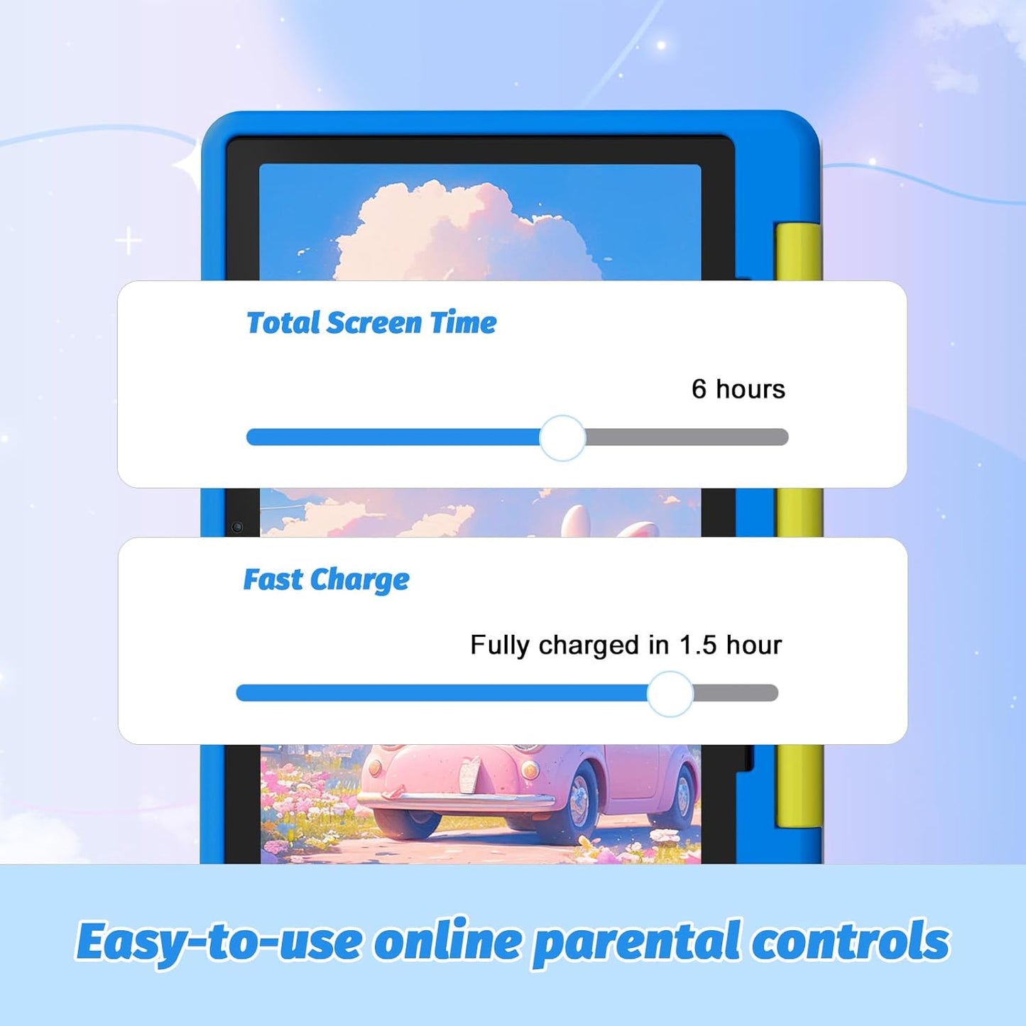 Kids Tablet, Android 14 Tablet for Kids 10 inch Octa-Core with Case, 64GB 1TB TF Card Expandable for Toddler Children, Parental Control, Dual Camera, WiFi,Gift