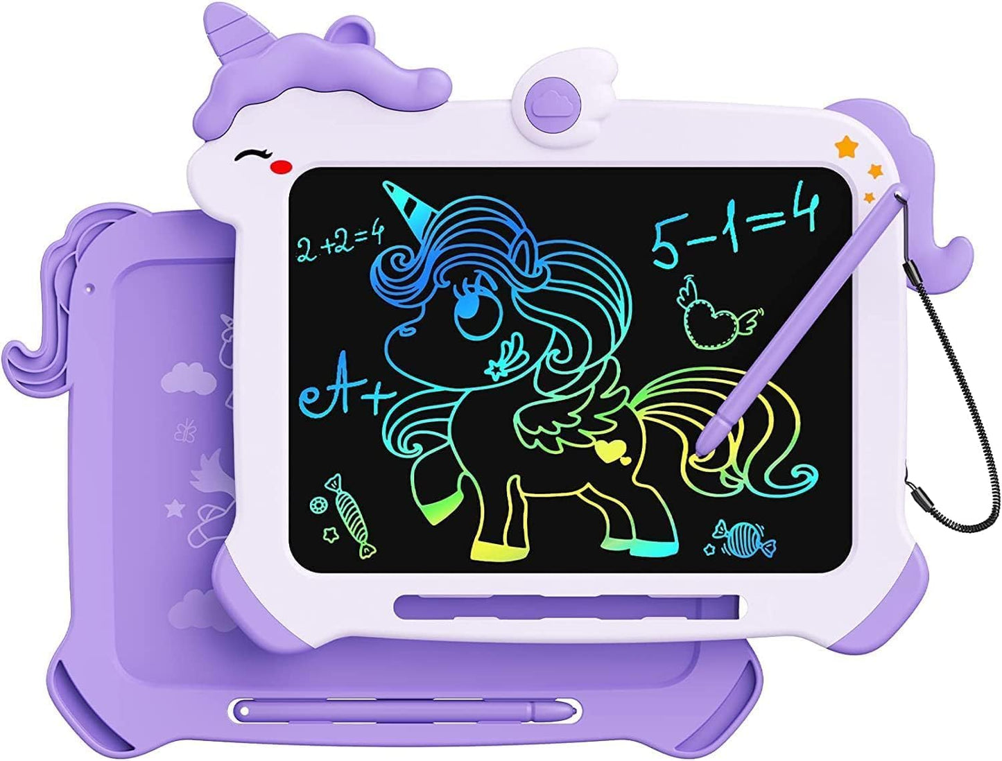 Kikapabi LCD Writing Tablet for Kids, Unicorn Toys Gifts for 3 4 5 6 7 Year Old Girls, Colorful Drawing Doodle Board, Toddler Educational Travel Toys Christmas Birthday Purple