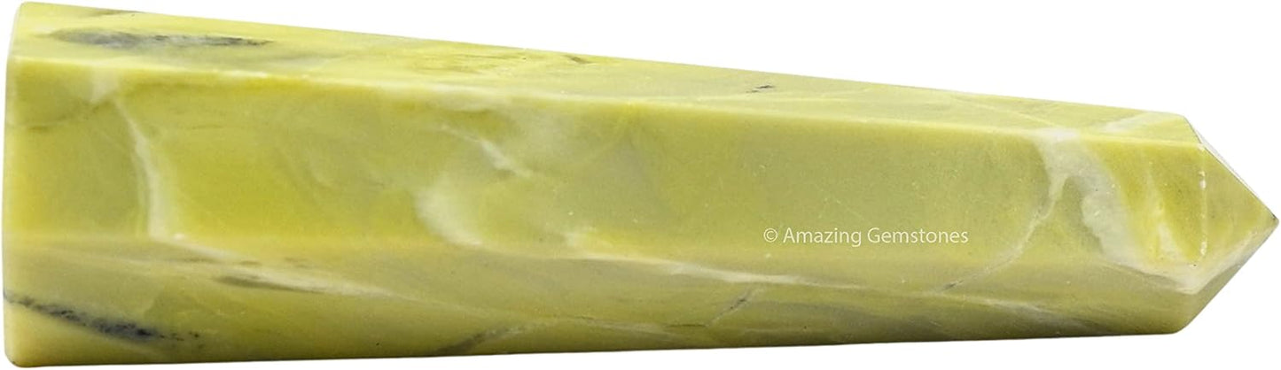 Amazing Gemstone Serpentine Crystal Towers - Natural Healing Crystal Point Obelisk for Reiki Healing and Crystal Grid (3 Inch)