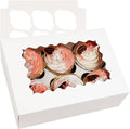 Bakepacker Auto-pop up 6 Cupcake Boxes with Window 20 Count White Box 9.4 x 6.1 x 3 inch Cupcake Carrier