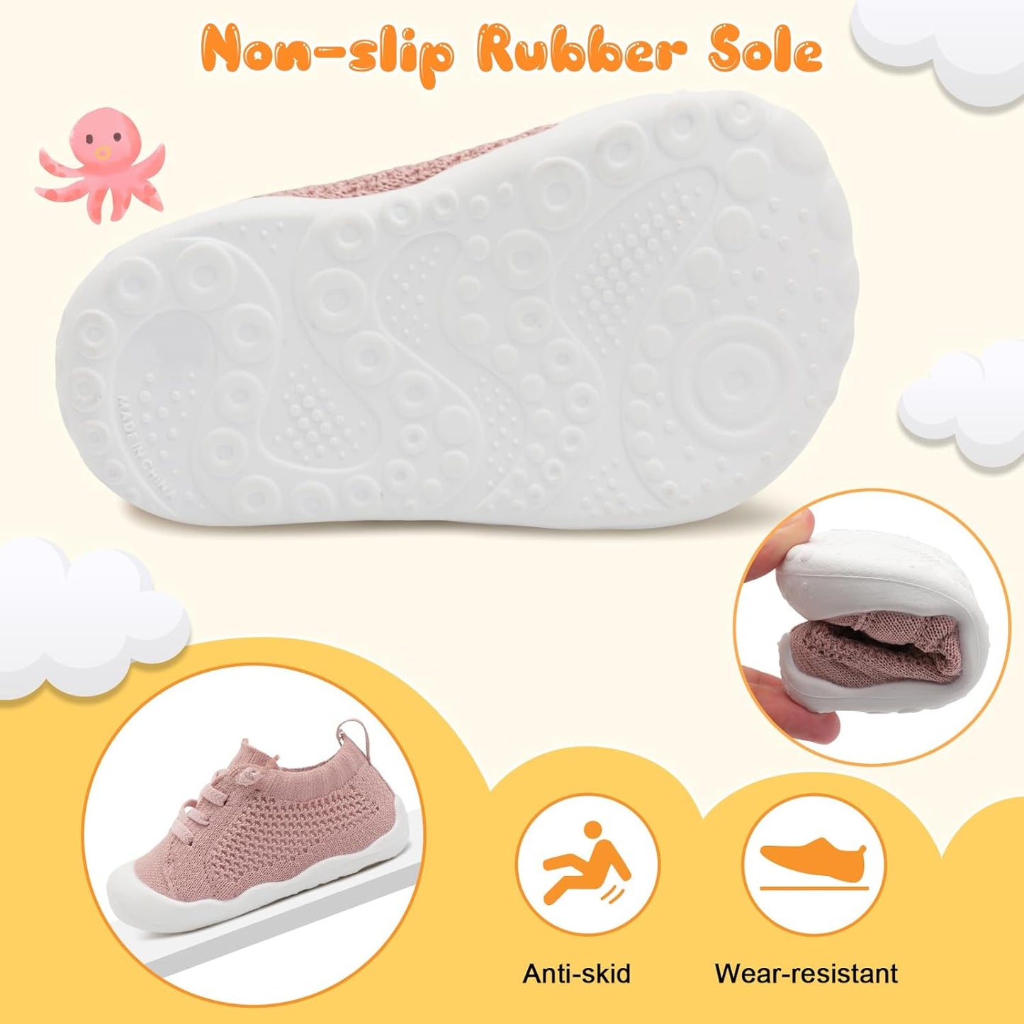 JIASUQI Baby Shoes for Toddler Boys Girls Sneakers Slip on Walking Shoes for Babies