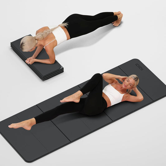 Foldable Yoga Mat Extra Thick 0.32 Inches Eco-Friendly POE Material, Non-Slip Design Fitness Mats, Multi-Purpose Workout Mats For Studio or Home Use (70 x 24 x 0.32 inches）