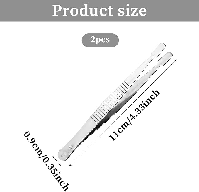 2 Pcs Stamp Collecting Supplies, Hot Stamp Tool Tweezers for Crafting, Stainless Steel Flat Wide Sticker Tweezers for Journaling Scrapbooking Stamping Supplies Model Building, Jewelry Craft