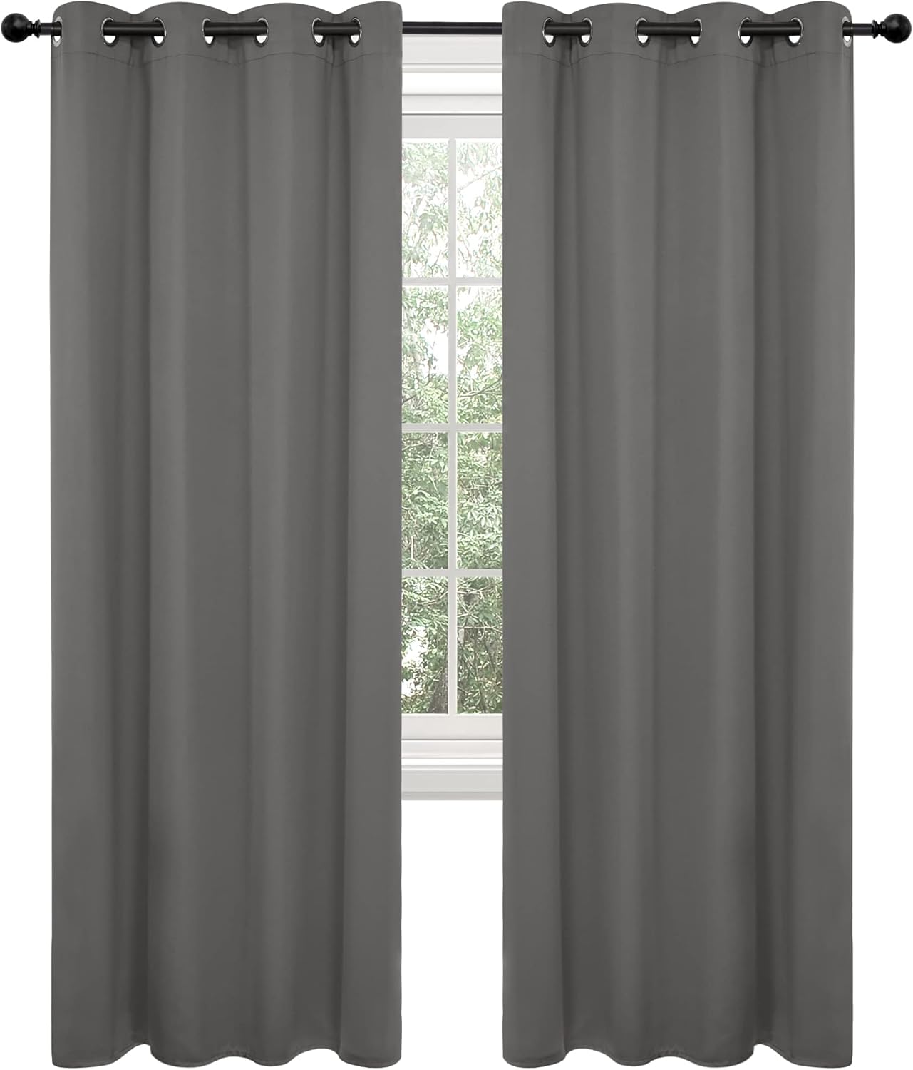 Deconovo Blackout Curtains, Room Darkening Thermal Insulated Window Drapes, Noise Reducing, Grommet Top, 2 Panels 52W x 84L Inch Machine Washable for Bedroom Living Room Nursery Light Grey