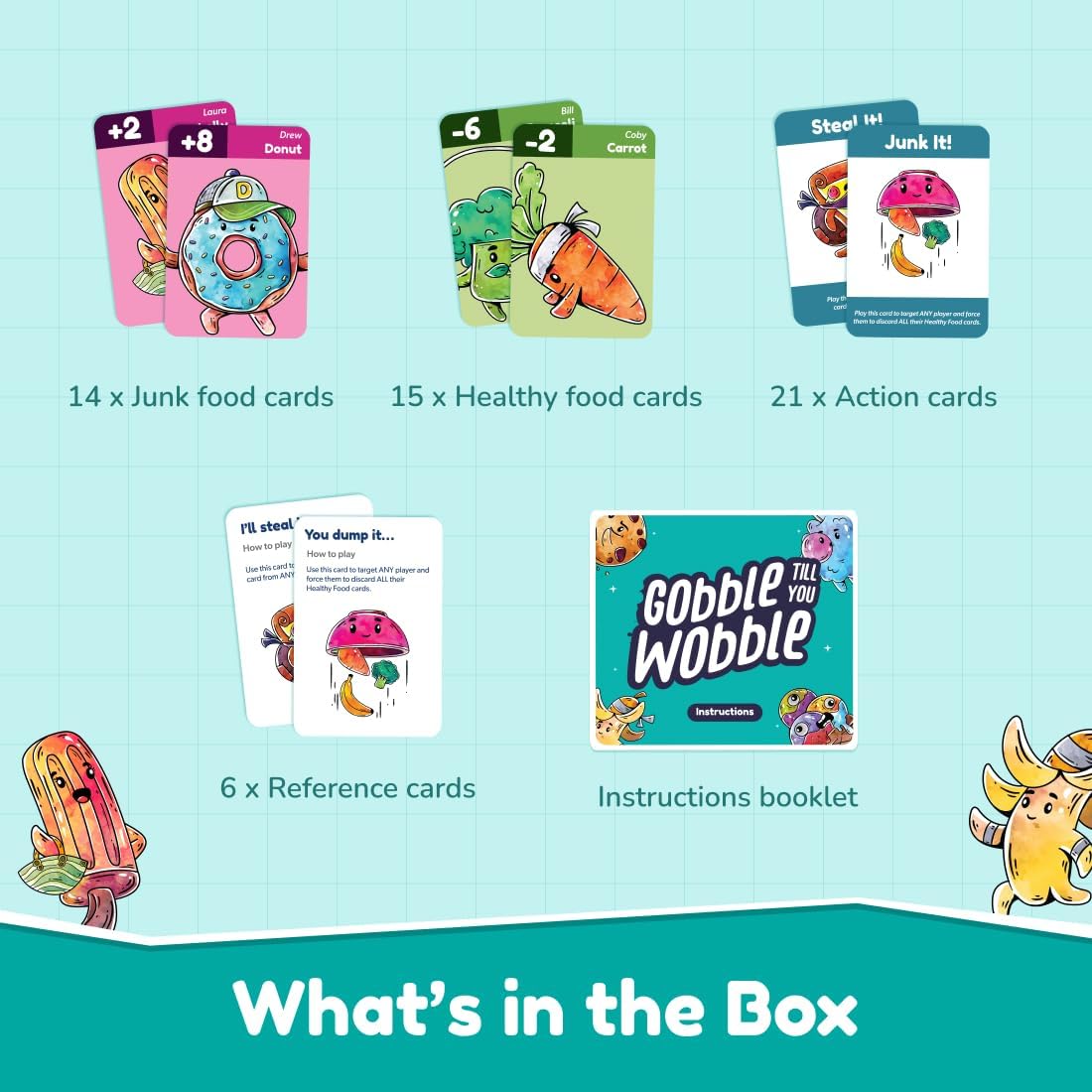 Bloomingo Gobble Till You Wobble: Fun Card Game for Kids & Adults; Perfect for Family Gatherings & Travel; Ages 6+; Blue