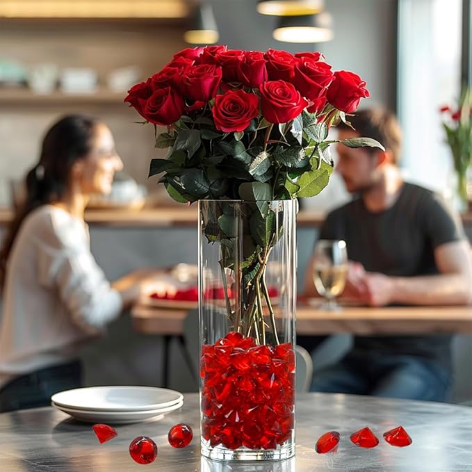 250 PCS Red Acrylic Diamonds Pirate Gems 20 mm,Table Scatter,Wedding Centerpieces,Party Confetti,Fall Decoration,Home Accents Vase Fillers,Arts Crafts,Treasure Chest Hunt Gemstones