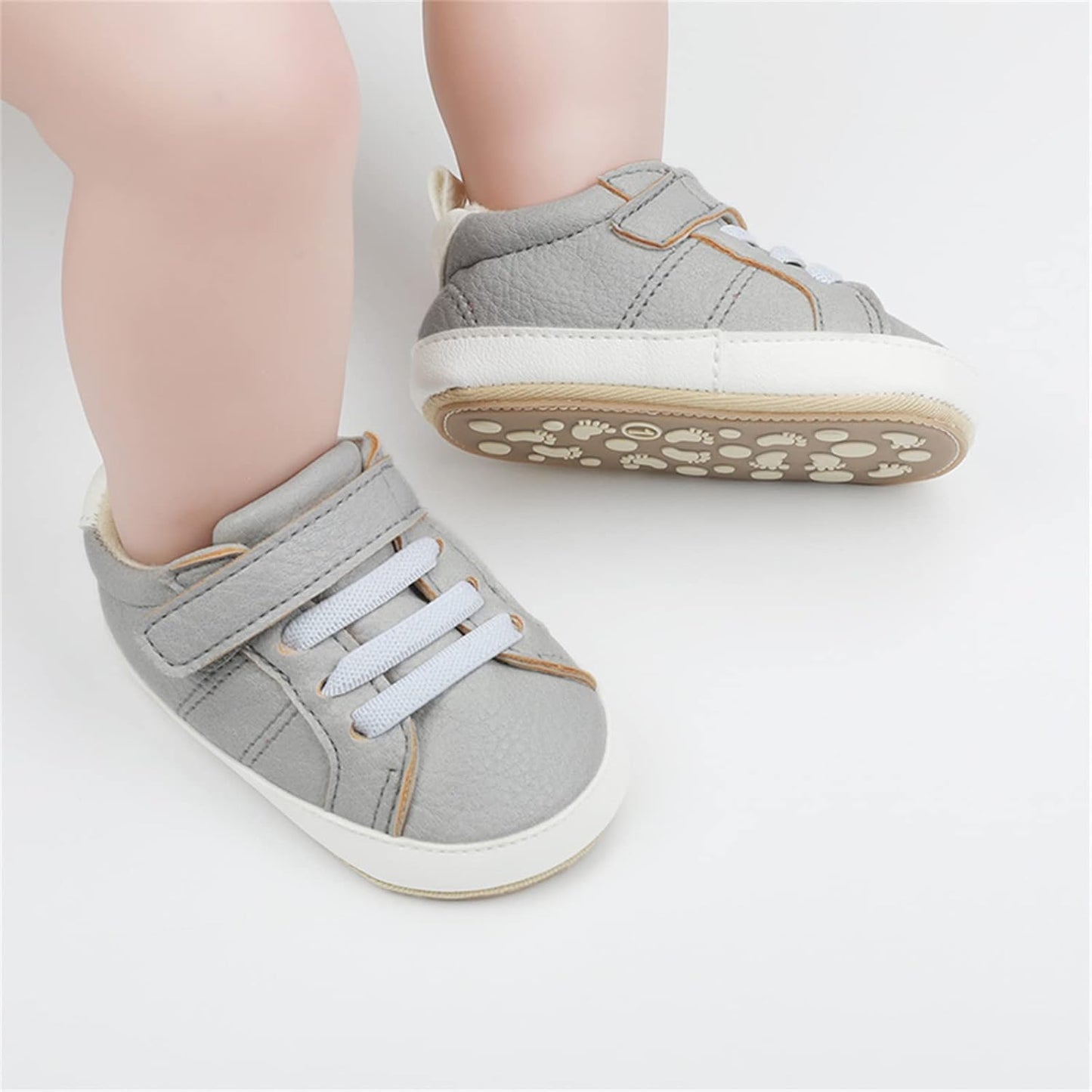 SOFMUO Baby Boys Girls High Top Ankle PU Leather Sneakers Soft Rubber Sole Infant Moccasins Newborn Oxford Loafers Anti-Slip Toddler Wedding Uniform Dress Shoes