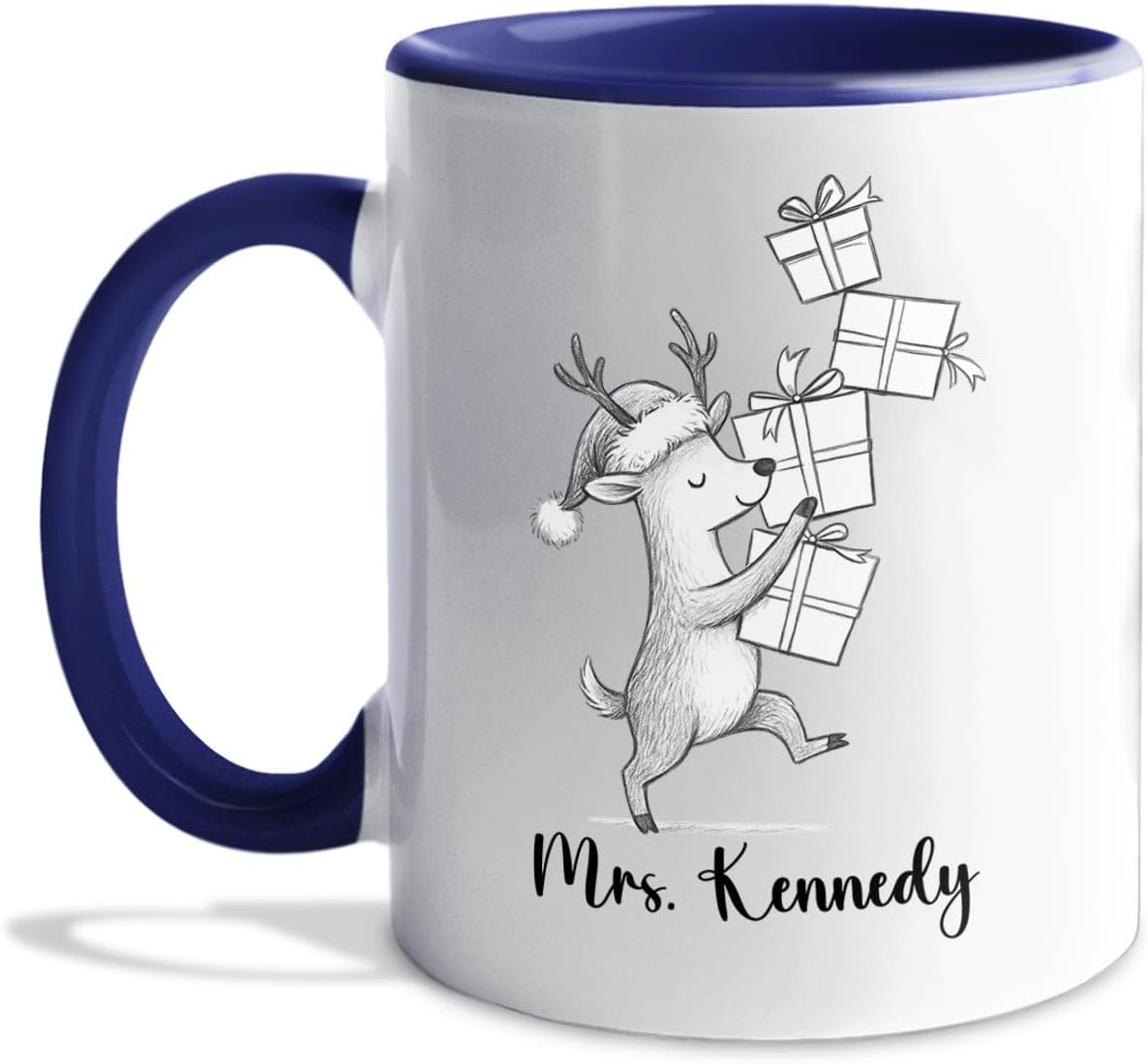 Personalized Deer Coffee Cup Gift For Family Friends Besties, Customized Name Deer Accent Coffee Mug, Awesome Animal Travel Mug Gift for Birthday Christmas, Deers White Ceramic Coffee Mug 11 15 Oz