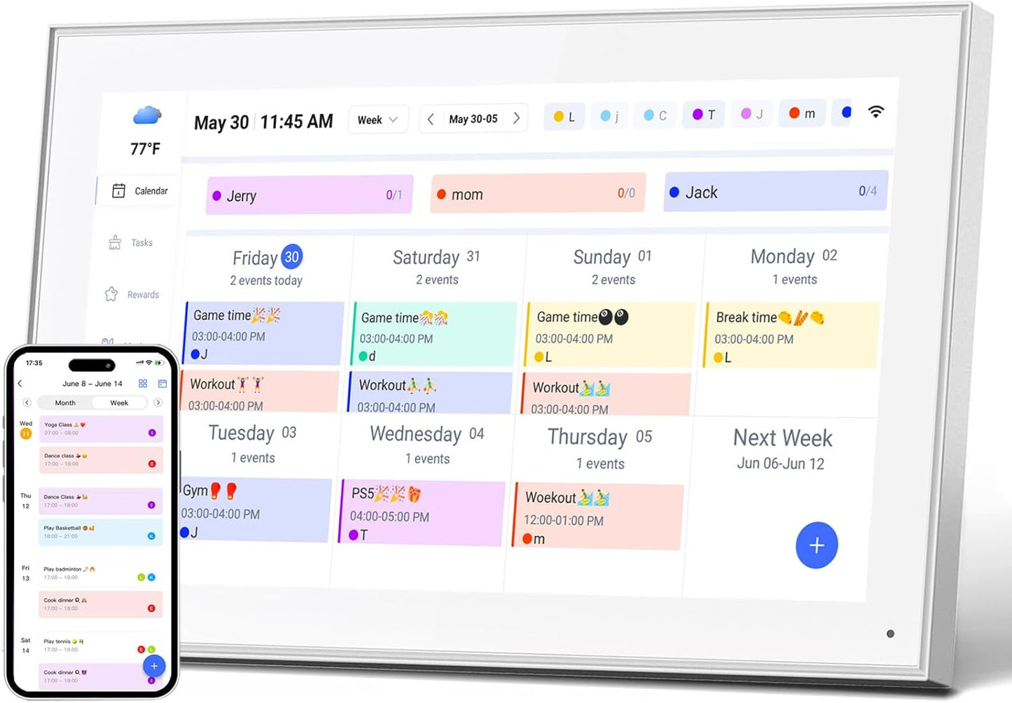 15.6 Inch Smart Digital Calendar Wall Planner & Chore Chart, IPS FHD 1920x1080 Touchscreen Interactive Display for Family Schedules, Streamline Household Organization