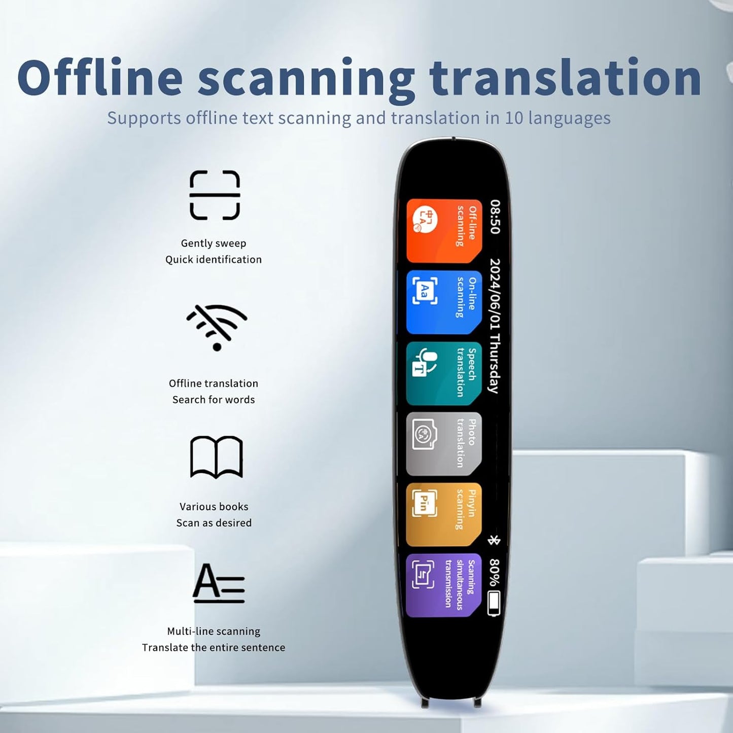 Language Translator Pen, 142 Languages Supported Translation Pen, OCR Pen Scanner, Text to Speech Reading Pen for Dyslexia, Text Extract Reader Pen, Portable Traductor Pen for Study, Travel, Business